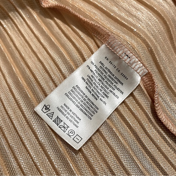 Anthropologie Maeve Ambra Pleated Rose Metallic Midi Skirt Size - Picture 11 of 12